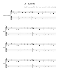 Download and print free guitar sheet music (notation and tab) and guitar lead sheets format:pdf | makingmusicfun.net. Oh Susanna Easy Guitar Tabs And Staff Notation For Beginners Sheet Music For Guitar Solo Musescore Com