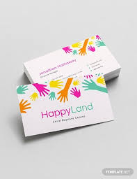 Make a business card you'll love, instantly. Child Care Business Card Template Free Jpg Google Docs Illustrator Word Apple Pages Psd Publisher Template Net Free Business Card Templates Business Card Template Business For Kids