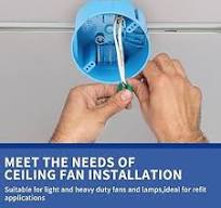 XIUTE 1 Gang PVC Round Ceiling Bar Hanger Electrical Box, 4 Inch  Diameter,20 cu. in,Round Electrical Outlet Box,Blue,ETL Approved,Under 50  lb ...