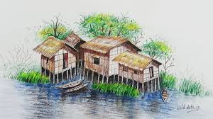 Bamboo Hut How To Draw A River Side Bamboo Hut With Simple Colored Pencils Youtube If you want the look of colored pencil, just use that instead.