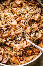 Chicken and mushrooms go excellently with rice. One Pot Chicken And Rice With Mushrooms Easy Weeknight Recipes