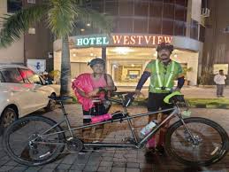 In 1952, at the helsinki olympic games, two australian cyclists, lionel cox and russell mockridge , decided to compete in the tandem cycling event despite never having ridden on a tandem bike together. Going 6 000km On Tandem Bicycle Ahmedabad News Times Of India