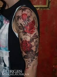 Black And Red Rose Tattoo Sleeve Pin By Tiffany Mullins On Tattoos Tattoo Sleeve Designs Tattoos For Guys Rose Tattoos