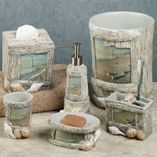 At The Beach Bath Accessories Seashell Bathroom Decor Beach Bathroom Decor Beach Theme Bathroom