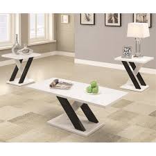 Bestier 41.7 inch coffee table set modern nesting table with adjustable storage shelf. Coaster 3 Piece Coffee Table Set In White And Black 701011
