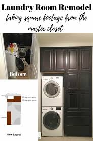 Organize your laundry closet with a clean and easy layout. Laundry Room Remodel By Taking Square Footage From The Master Closet