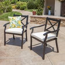 Christopher Knight Home Exuma Outdoor Cast Aluminum Dining Chairs With Water Resistant Cushions 2 Pcs Set Black Ivory Lavorist Aluminum Patio Furniture Cast Aluminum Patio Furniture Metal Patio Chairs