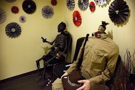 He was there when babs and adam first went to the dodp?! This Beetlejuice Wedding Decor Is Shrinking My Head In Amazement Offbeat Bride Beetlejuice Wedding Beetlejuice Halloween Halloween Props
