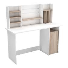 Surmeuble pour table à écrire réf 40150 dimensions : Bureau Surmeuble Ambre Chene Brosse Blanc Mat