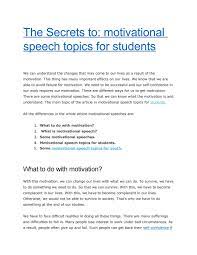 The Secrets To Motivational Speech Topics For Students By Ayanchy757 Issuu