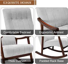 An upholstered dining bench with a back is a soft and comfortable replacement for the wood, unpadded bench some bistro dining sets come with. Buy Avawing Upholstered Rocking Chair With Fabric Padded Seat Comfortable Rocker Solid Wood For Living Room Modern High Back Armchair Adult Single Sofa Old Man Chair Grey Online In Turkey B08pv7dqj1