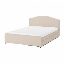 Wispy white finish over replicated oak grain texture. Hauga Upholstered Bed 2 Storage Boxes Lofallet Beige Ikea