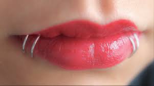 Bug Bite With Black And Blue Ring Around It Silver Shark Bites Lip Cuff Plain Lip Ring Lip Cuffs Lip Piercing Ring Lip Ring