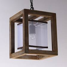 1 Light Square Ceiling Light Rustic Style Beige Wood Light Fixture For Living Room Balcony Beautifulhalo Com