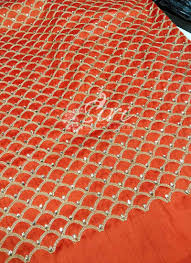 Check spelling or type a new query. Orange Raw Silk Fabric In Gold Embroidery And Stone Work Per Meter