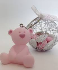 Contenant à dragées en plexi : Porte Cles Ourson Rose Dragees Bapteme Original La Boite A Dragees