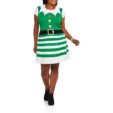 Holiday Time Women S Plus Christmas Sweater Dress Best Dressed Elf Christmas Sweater Dress Nice Dresses Sweater Dress