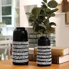 Amazon Com Teresa S Collections Ceramic Black Vase Rustic Tribal Decorative Vases For Home Decor Tribal Home Decor White Vase Decor Tribal Decor Living Room