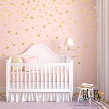 Gold Stars Wall Decals Set For Nursery Decor Easy Peel And Stick Application Removable Matte Metallic Finish Looks Like Paint Wbstrm Baby Nursery Wall Decor Girl Nursery Wall Nursery Wall