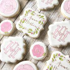Floral Baby Shower Sugar Cookies Monogram Sugar Cookies Monogram Cookies Watercolor Cookies Baby Shower Cookies