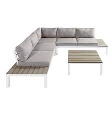 Garten Sitzgarnitur Mit 6 Platzen Aus Weissem Aluminium Verbundstoff Mit Hellgrauen Kissen Jetzt Bestellen Unter Https Moe Lounge Mobel Sitzgruppe Gartensofa