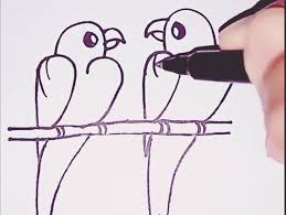 Easy Drawing Love Birds With Numbers 2222 In 2020 Easy Animal Drawings Easy Drawings For Kids Easy Drawings