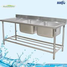 Marine edge (non drip / non spill top) stainless steel legs stainless steel lower shelf pot rack comes with hooks 2 drain valves it comes with faucet 2 compartments each compartment dimensions; Commercial Stainless Steel Table With Double Sink Working Table Australia Kitchen Dish Washing Sink Bench For Sales Factory Buy Commercial Stainless Steel Table With Double Sink Working Table Australia Stainless Steel Unique Food