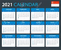 1.5 singapore working day for 2021. Vector Template Of Color 2021 Calendar Singaporean Version Royalty Free Cliparts Vectors And Stock Illustration Image 146001224