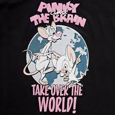 Pinky and the brain is an american animated television series that was created by tom ruegger that premiered on kids' wb on september 9, 1995. Pinky Und Der Brain Take Over The World T Shirt Schwarz Elbenwald