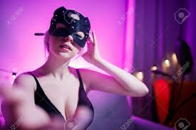 Selfie Photo Of Streamer Sexy Woman In Bdsm Cat Mask. Concept Work On  Internet Webcam Model Stock Photo, Picture and Royalty Free Image. Image  183714438.