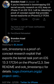 Brandon Azad Officially Releases Oob Timestamp Exploit For Ios 13 0 13 3
