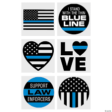 The thin blue line commemorates the fallen and shows support for the living law enforcement officers, acting as a symbol of the relationship between officers american flag thin blue line tattoos intertwine perfectly. Thin Blue Line Temporary Tattoos Oriental Trading