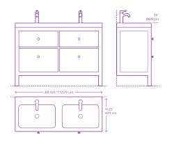 The standard bathroom vanity height is 32 and 36 inches. Ikea Hemnes Odensvik Double Vanity 4 Drawers Dimensions Drawings Dimensions Com