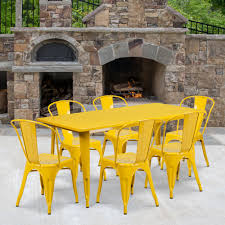 It really is furniture made out of excellent components to get outside furnishings. 31 5x63 Yellow Metal Table Set Et Ct005 6 30 Yl Gg Restaurantfurniture4less Com