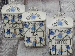 Check spelling or type a new query. Coffee Tea And Sugar Old Antique Blue And White China Canister Jars