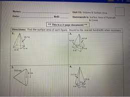 Worksheets are gina wilson unit 8 quadratic equation answers pdf, gina wilson all things algebra 2013 answers some of the worksheets for this concept are unit 8 perimeter and area, area and perimeter, area circumference, area perimeter work, name geometry unit 12 volume surface area. Sed 100 Name Unit 11 Volume Surface Area Date Chegg Com