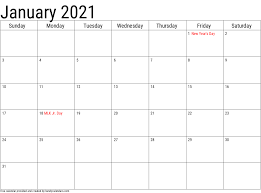 Free printable 2021 calendar in word format. January 2021 Calendar With Holidays Jan Calendar 2021 Yearly