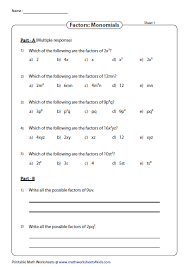 Factors Of Monomials Factoring Polynomials Polynomials Quadratics