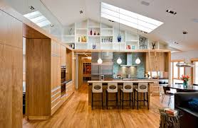 Sloped Ceiling Lighting In Kitchen Modern With Built In Shelves Breakfast B Kitchen With High Ceilings Decorating Above Kitchen Cabinets Kitchen Ceiling Design