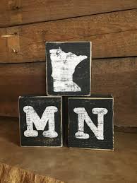Mn Blocks Minnesota Decor Minnesota Gifts Rustic Home Etsy Minnesota Themed Minnesota Gifts Wood Block Crafts