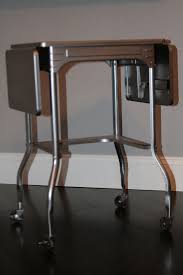 Vintage Typing Table With Casters New Life As A Sewing Table Old Sewing Tables Sewing Table Steampunk Decor