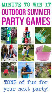 Minute To Win It Outdoor Summer Party Games Happiness Is Homemade Summer Party Games Outdoor Party Games Summer Outdoor Games
