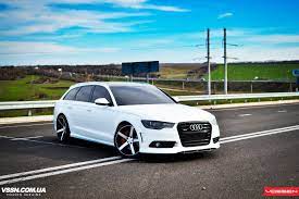 White Audi A6 Sitting On 5 Spoke Vossen Wheels Audi Audi A6 Audi Wagon