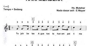 Lagu Nasional Hari Merdeka Diciptakan Oleh H Mutahar Not Angka Dan Not Balok Hari Merdeka Not Angka Dan Not Balok Hari Me Lagu Hari Kemerdekaan Lagu Kebangsaan