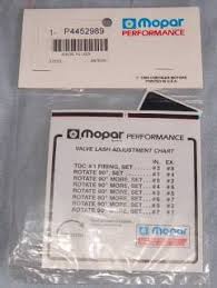 P4452989 Mopar Performance Valve Lash Chart