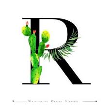 Black And White Letters Png Alphabet Letter R With Watercolor Cactus And Leaves Background Png And Psd Lettering Alphabet Watercolor Cactus Types Of Lettering