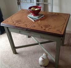 vintage kitchen table with enamel top