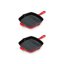 Porcelain surface eliminates the need to season cast. Nutrichef 2 X Nccies47 11 Inch Square Nonstick Cast Iron Skillet Griddle Grill Pan With Porcelain Enamel Coating And Side Pour Spouts Red 2 Pack Target