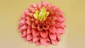 Origami Flower And Origami Dahlia Flower Paper Wall Decoration Dahlia Flower Diy Origami Decoration Paper Flower Instructions Paper Flower Vase