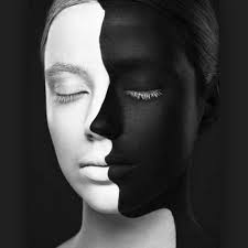 This Image With A Face Painted Half Black And White Represents What I M Going To Show In My Pr Black And White Portraits Black And White Face White Photography